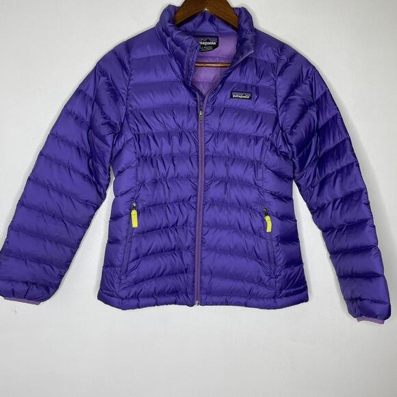 Patagonia Jacket Kids Large 12 Puffer Purple 75 Down Zip Lightweight Outdoor - Picture 1 of 9